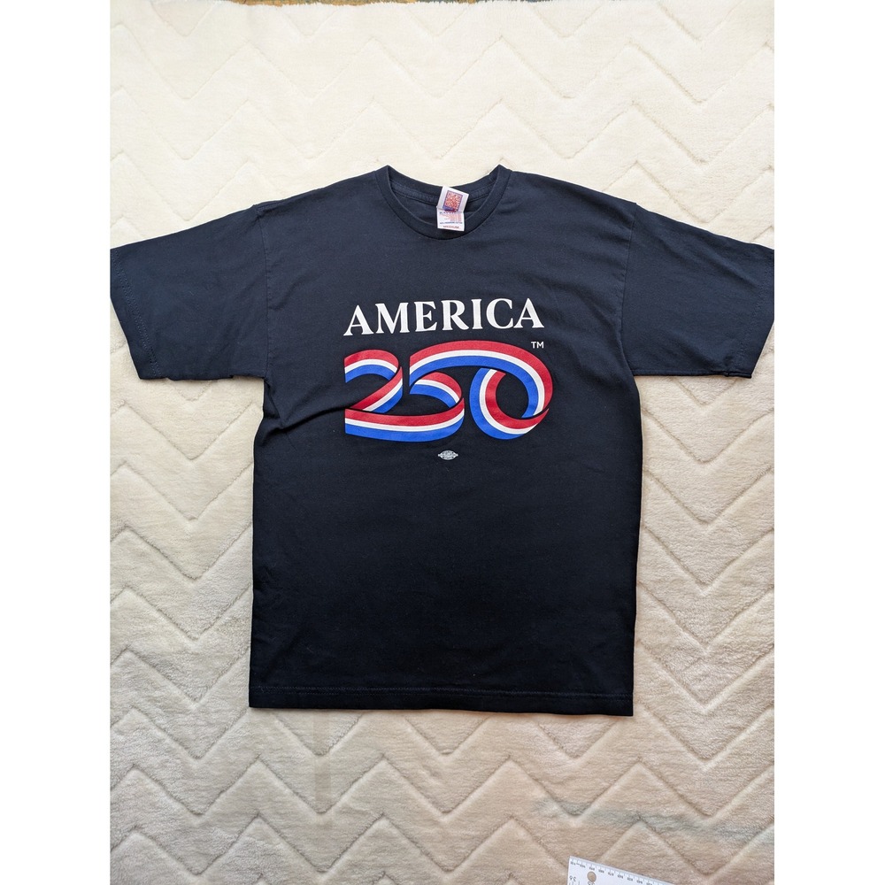 Bayside America 250 T-Shirt Navy Blue Made in USA Cotton Mens Medium